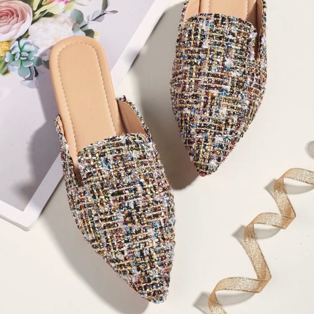 Multi-colored sparkly mule flats *NEVER WORN*